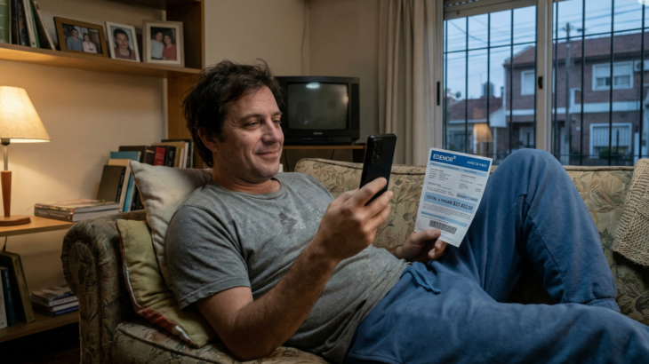 Persona pagando servicios desde su celular